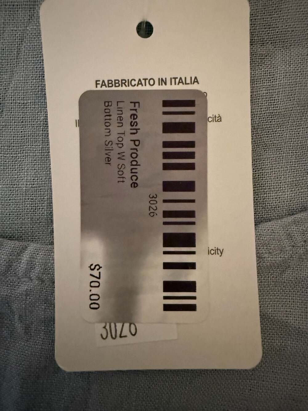 SAGA Made in Italy 100% Linen Asymmetrical Ruffle Hem Top Grey - Picture 4 of 8